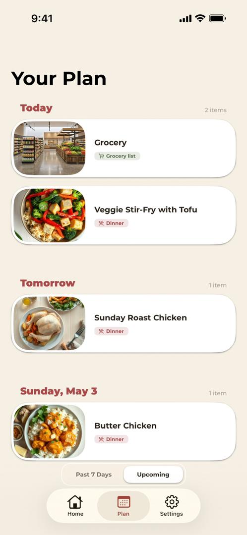 AI meal planner weekly plan with daily dinner suggestions